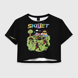 Футболка 3D укороченная женская Скиллет мультяшный стиль, цвет: 3D-принт