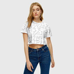 Футболка 3D укороченная женская Техно-Геометрия на белое, цвет: 3D-принт — фото 2