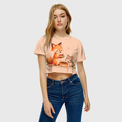 Футболка 3D укороченная женская Пироги с лисой, цвет: 3D-принт — фото 2