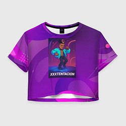 Футболка 3D укороченная женская XXXTentacion танцует в стиле 80х, цвет: 3D-принт