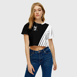 Футболка 3D укороченная женская Doom white geometry, цвет: 3D-принт — фото 2