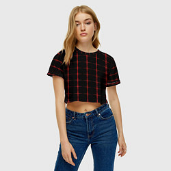Футболка 3D укороченная женская Color black red crosses, цвет: 3D-принт — фото 2