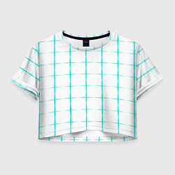 Футболка 3D укороченная женская Color white light blue crosses, цвет: 3D-принт