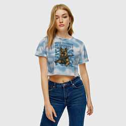 Футболка 3D укороченная женская Небо ошибок не прощает - овчарка ВДВ, цвет: 3D-принт — фото 2