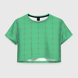 Футболка 3D укороченная женская Color green stripes, цвет: 3D-принт