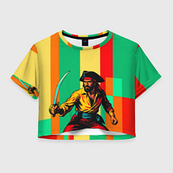 Футболка 3D укороченная женская Пират поп-арт, цвет: 3D-принт