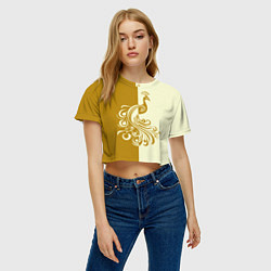 Футболка 3D укороченная женская Жар-птица в золотом, цвет: 3D-принт — фото 2