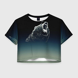 Футболка 3D укороченная женская Бурый в гневе - градиент, цвет: 3D-принт