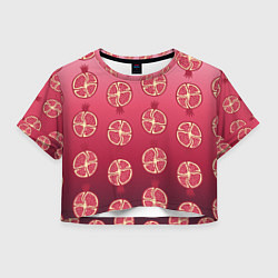 Футболка 3D укороченная женская Сочные гранаты, цвет: 3D-принт