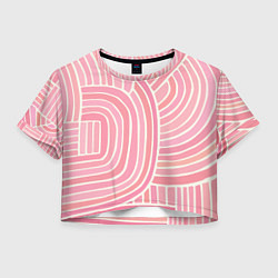 Футболка 3D укороченная женская Абстрактный узор розовый, цвет: 3D-принт