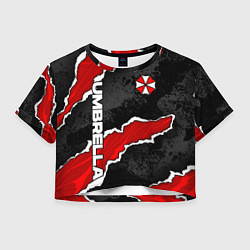 Футболка 3D укороченная женская Umbrella corp - разрывы, цвет: 3D-принт