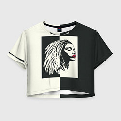 Женский топ Девушка с дредами на темно-зеленом