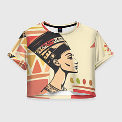 Футболка 3D укороченная женская Нефертити, цвет: 3D-принт
