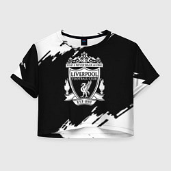 Футболка 3D укороченная женская Liverpool белые краски штрихи, цвет: 3D-принт