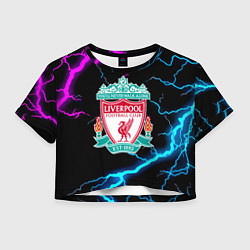 Футболка 3D укороченная женская Liverpool neon storm, цвет: 3D-принт