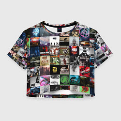 Футболка 3D укороченная женская Linkin Park - обложки альбомов и песен, цвет: 3D-принт