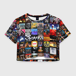 Футболка 3D укороченная женская Scorpions - обложки альбомов и песен, цвет: 3D-принт