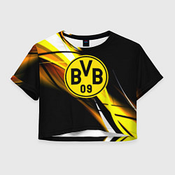 Футболка 3D укороченная женская Borussia спортивная геометрия, цвет: 3D-принт