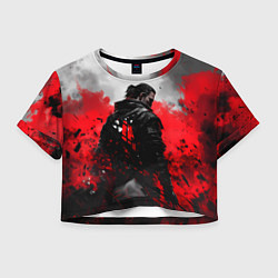 Футболка 3D укороченная женская Ведьмак вид со спины, цвет: 3D-принт