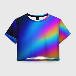 Футболка 3D укороченная женская Разноцветный плавный градиент текстура, цвет: 3D-принт