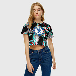 Футболка 3D укороченная женская Chelsea тропики глитч текстура, цвет: 3D-принт — фото 2