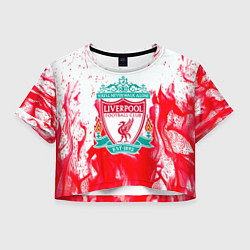 Футболка 3D укороченная женская Liverpool розовый огонь, цвет: 3D-принт
