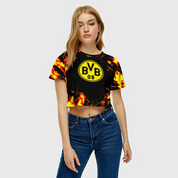 Футболка 3D укороченная женская Borussia огненные краски, цвет: 3D-принт — фото 2