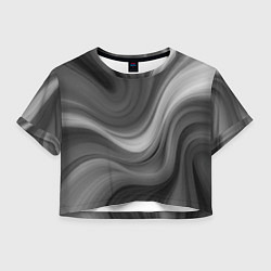 Футболка 3D укороченная женская Серые волны абстракция однотонная, цвет: 3D-принт