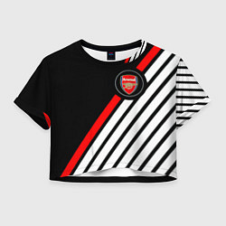 Футболка 3D укороченная женская Арсенал геометрия полосы, цвет: 3D-принт