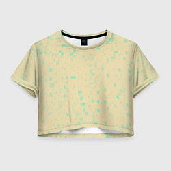 Футболка 3D укороченная женская Color beige turquoise, цвет: 3D-принт