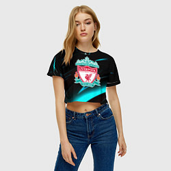 Футболка 3D укороченная женская Liverpool neon stripes, цвет: 3D-принт — фото 2