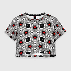 Футболка 3D укороченная женская Звезды в геометрической абстракции, цвет: 3D-принт