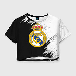 Футболка 3D укороченная женская Real Madrid текстура штрихи, цвет: 3D-принт