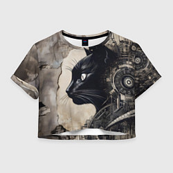 Женский топ Чёрная кошка - граффити