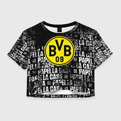 Футболка 3D укороченная женская Borussia мафия текстура надписи, цвет: 3D-принт