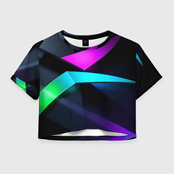 Футболка 3D укороченная женская Neon colored geometric, цвет: 3D-принт