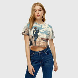 Футболка 3D укороченная женская Fallout девушка в пустоши, цвет: 3D-принт — фото 2