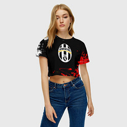 Футболка 3D укороченная женская Ювентус краски текстура всплеск, цвет: 3D-принт — фото 2