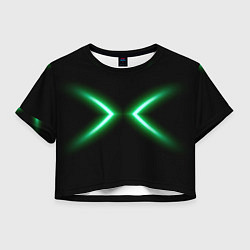 Футболка 3D укороченная женская Neon green lines, цвет: 3D-принт