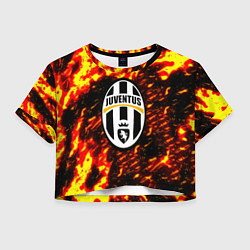 Футболка 3D укороченная женская Juventus огненные краски, цвет: 3D-принт