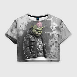 Футболка 3D укороченная женская Шрек панк, цвет: 3D-принт