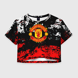 Футболка 3D укороченная женская Манчестер Юнайтед краски, цвет: 3D-принт