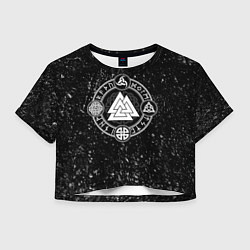 Футболка 3D укороченная женская Валькнут и символы в круге, цвет: 3D-принт