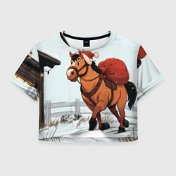 Женский топ Лошадка везет новогодние подарки