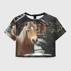 Женский топ Лошадь у новогодней елки