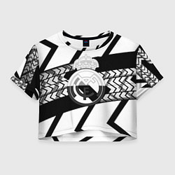 Футболка 3D укороченная женская Реал Мадрид краски полосы, цвет: 3D-принт