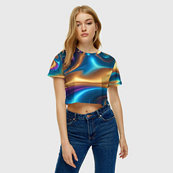 Футболка 3D укороченная женская Сплавы разноцветные, цвет: 3D-принт — фото 2