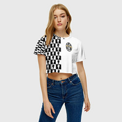 Футболка 3D укороченная женская Ювентус паттерн люди, цвет: 3D-принт — фото 2