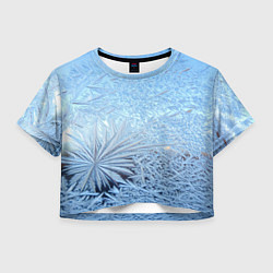 Футболка 3D укороченная женская Кристально-чистый морозный узор, цвет: 3D-принт