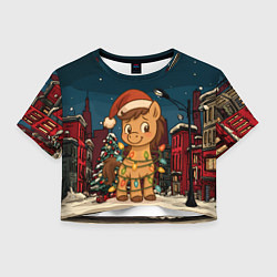 Женский топ Лошадка в новогодней гирлянде